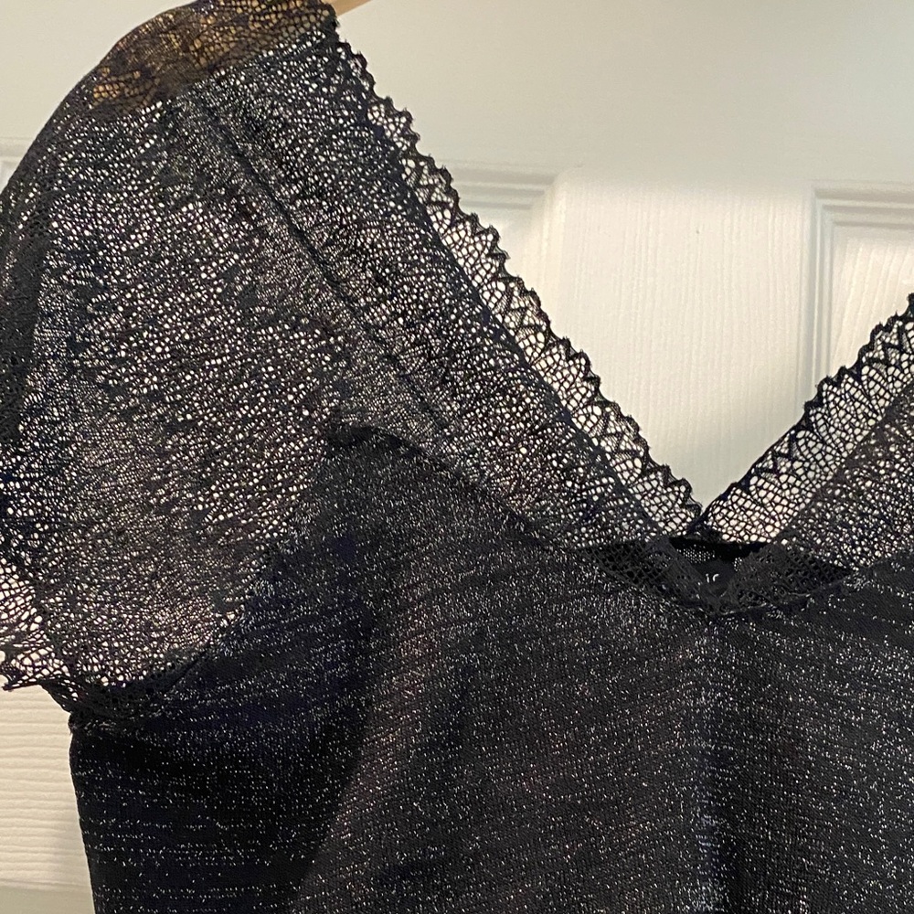 Current Air Black Shimmering Lace Blouse.  NEW - Picture 2 of 9